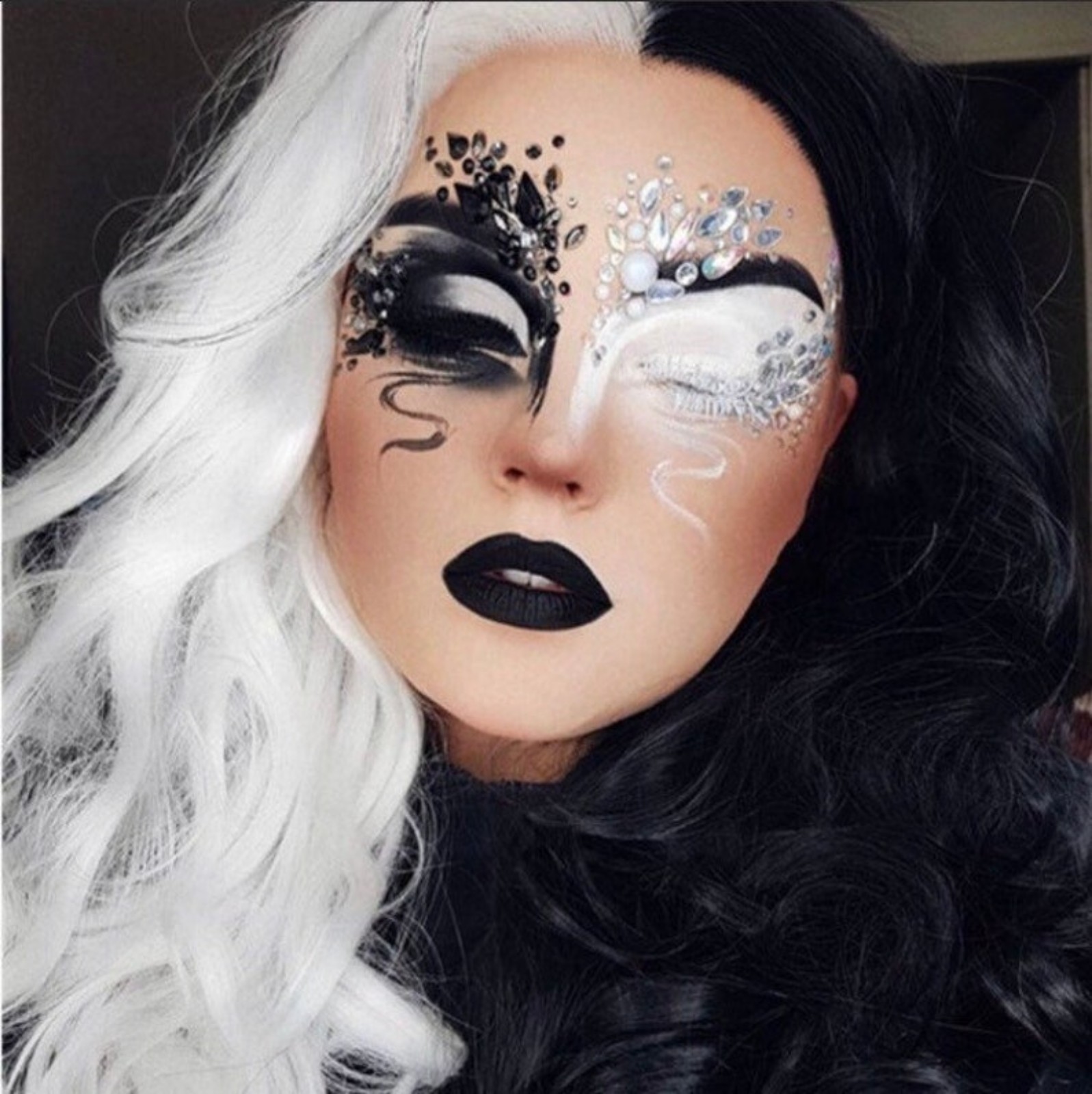 Half White Half Black LacecFront Wig