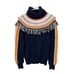 Anthropologie Margherita Nordic Sweater Tassel Fringe Navy Size Medium