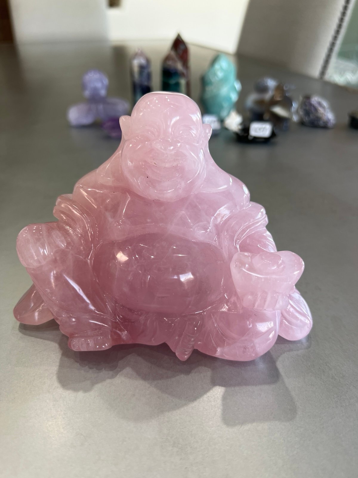 Rose Quartz hand carved Buddha-A