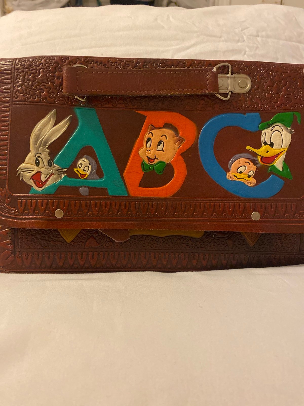 Rare vintage looney tunes briefcase/ old time school bag