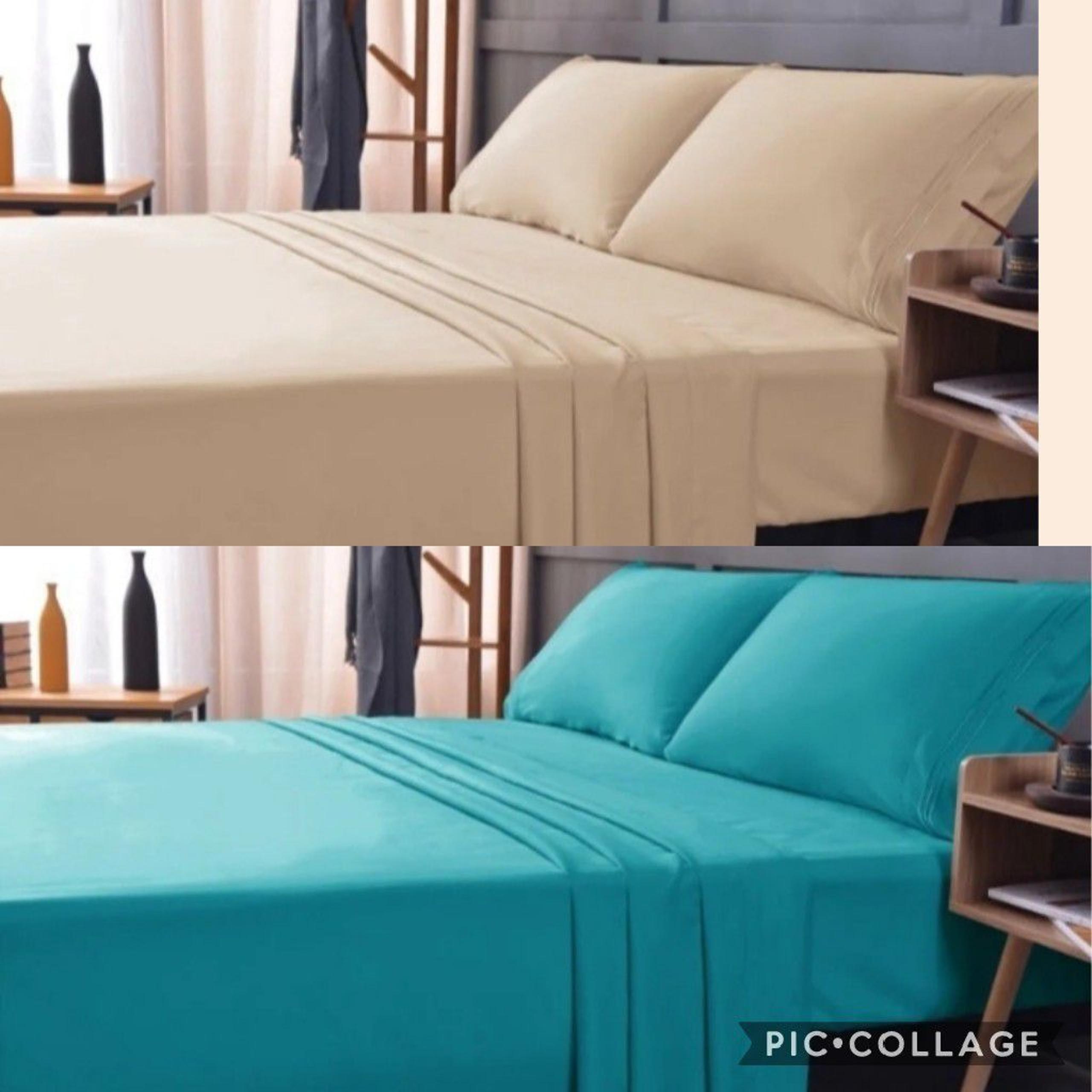 2PACK Bamboo Queen Sheet Set Teal&Beige