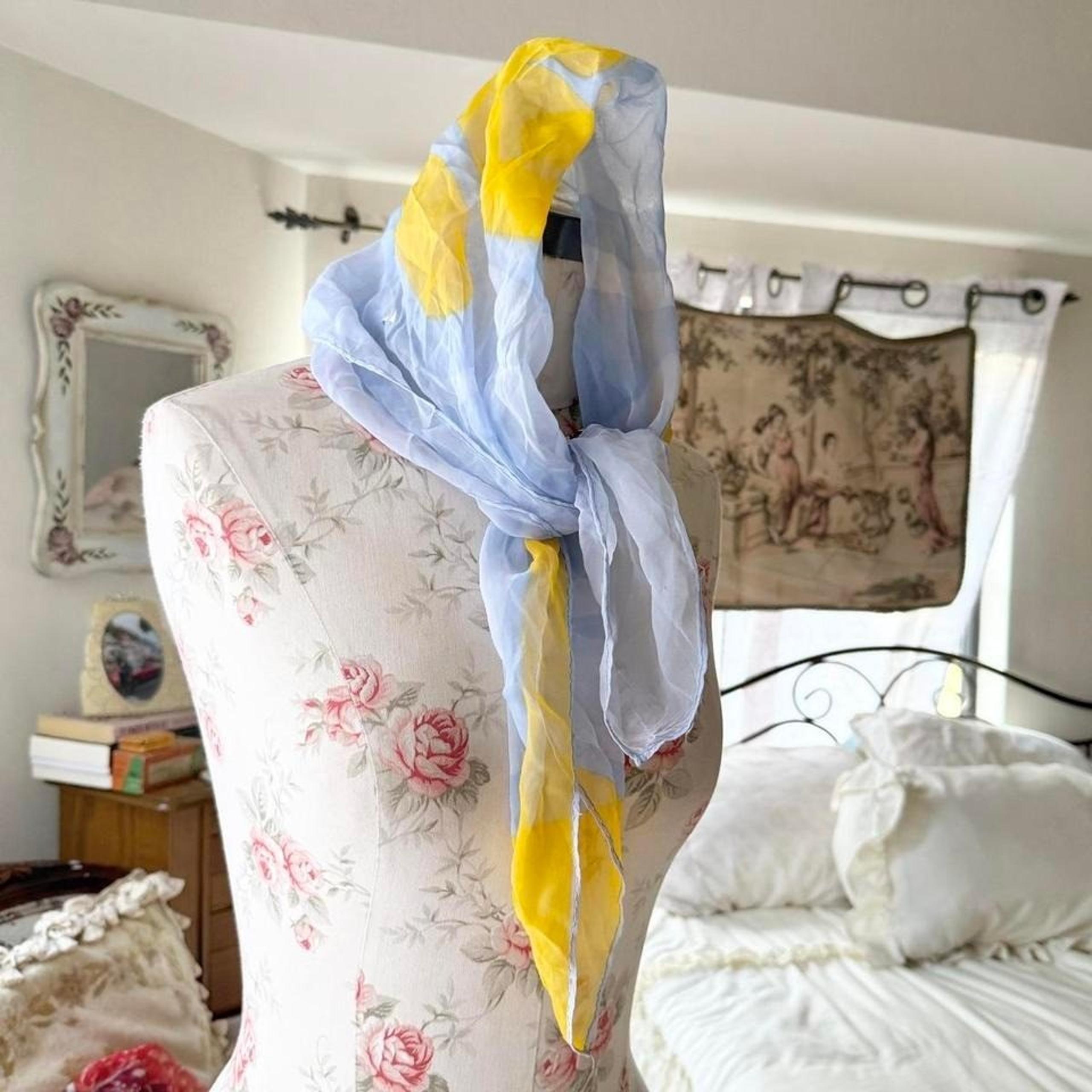 vintage blue and yellow scarf