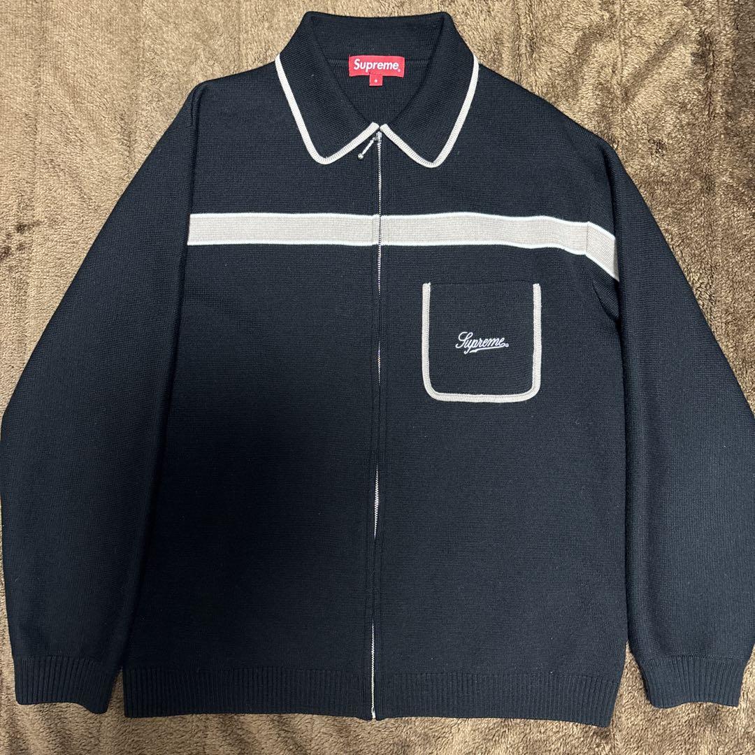 Supreme Chest Stripe Zip Up Cardigan Size S