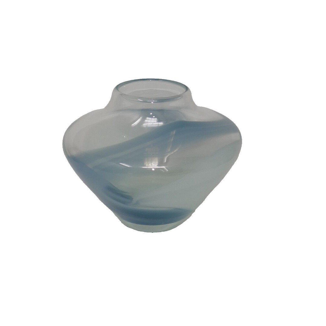 Unsigned Hand Blown Art Glass Swirled 5 Vase