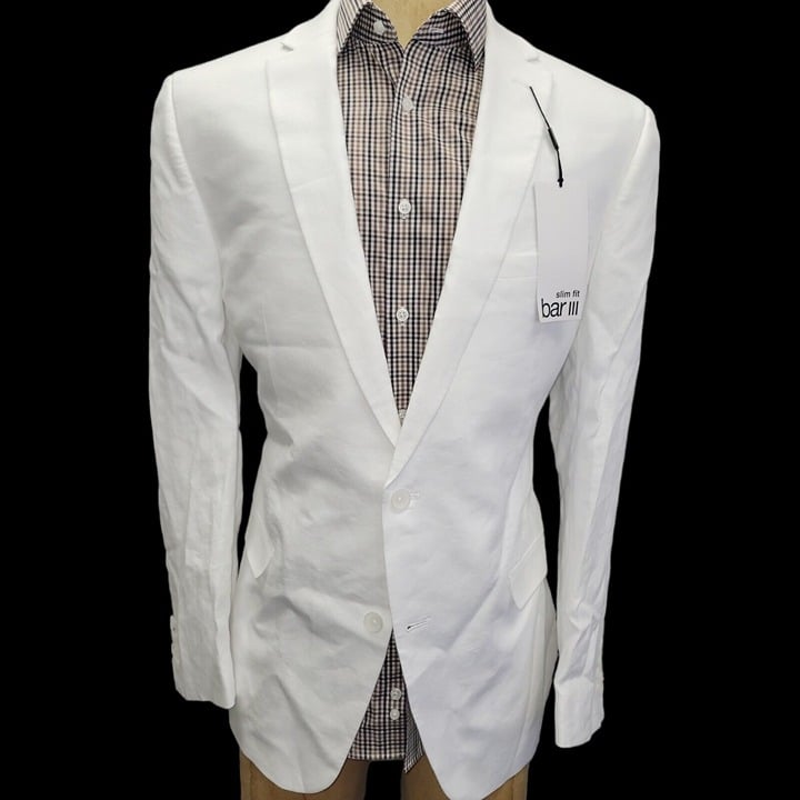 Men's Bar III 100% Linen Jacket. Size 46 Long. New With Tags 380