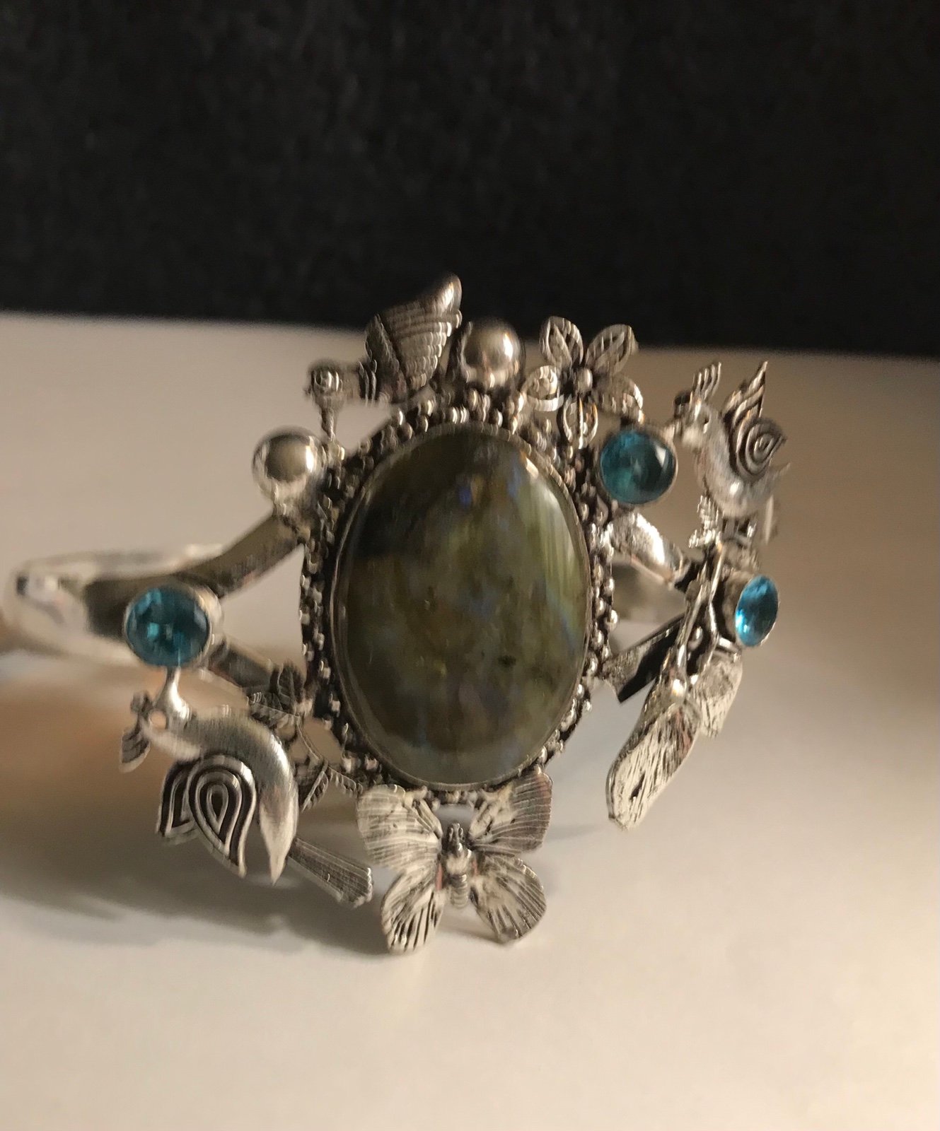 Labradorite Blue Topaz 925 Sterling Silver Cuff Bracelet