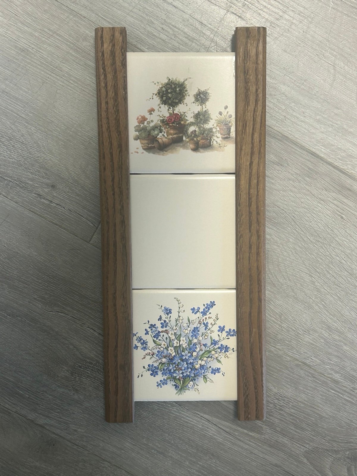 Wooden Floral Tile Trivet Art