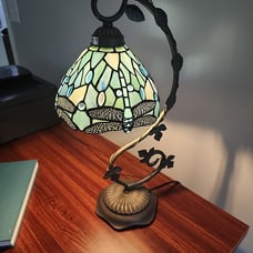 Tiffany Lamp Sea Blue Stained Glass Dragonfly Style Desk Reading Light,