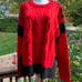 Karl Lagerfeld Womens M Medium Red Black Colorblock Cable Knit Sweater