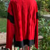 Karl Lagerfeld Womens M Medium Red Black Colorblock Cable Knit Sweater