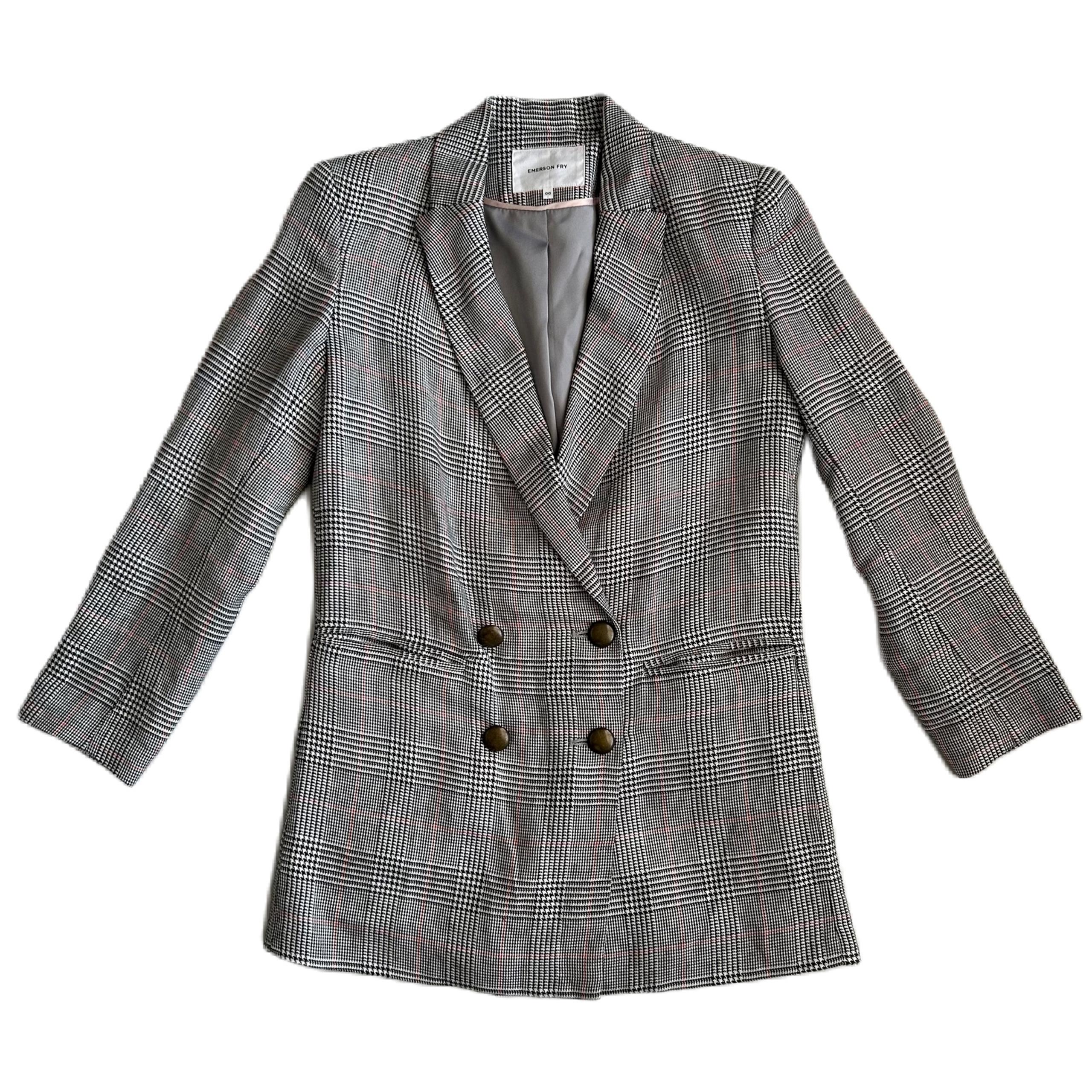 Emerson Fry Women’s Black White Plaid Lee Blazer Jacket 00