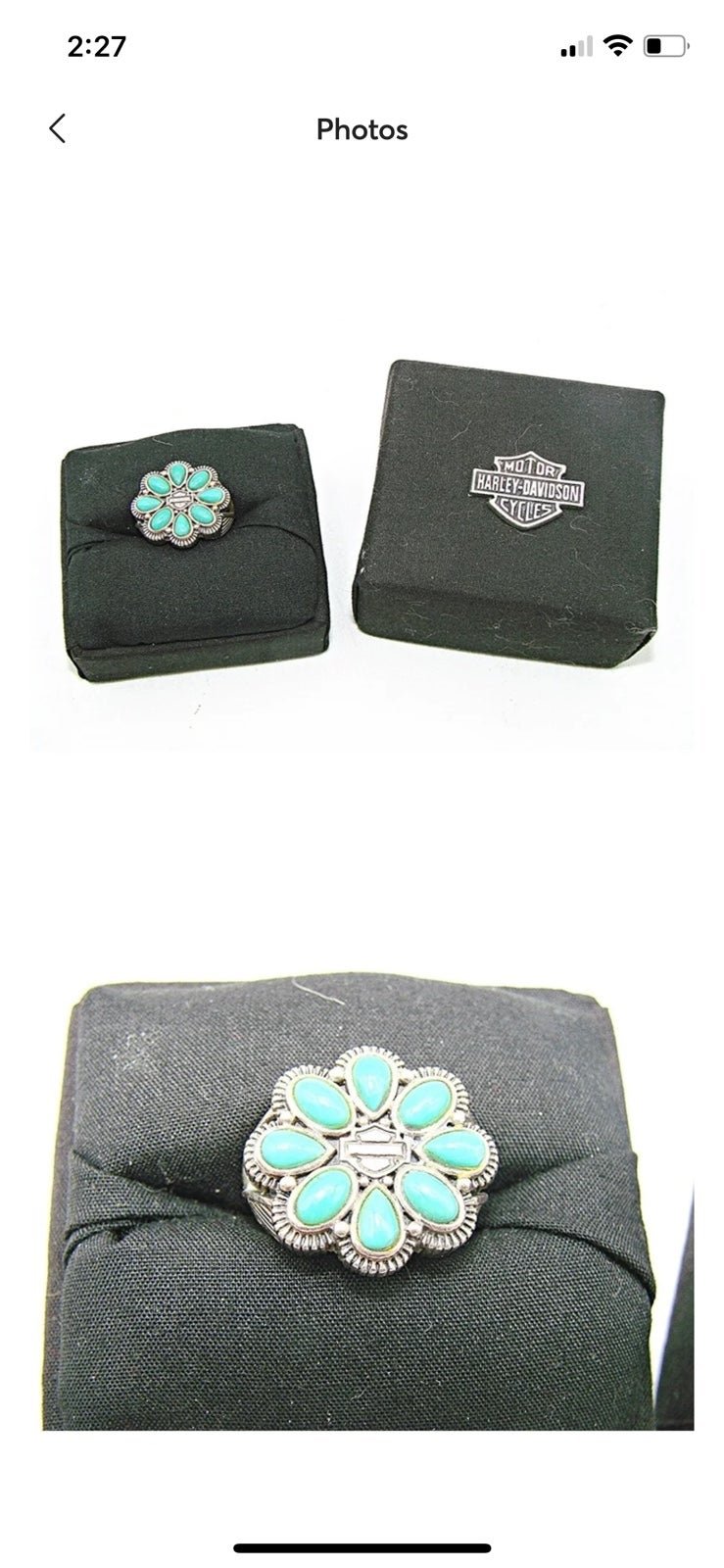 Harley-Davidson turquoise ring with box size 5