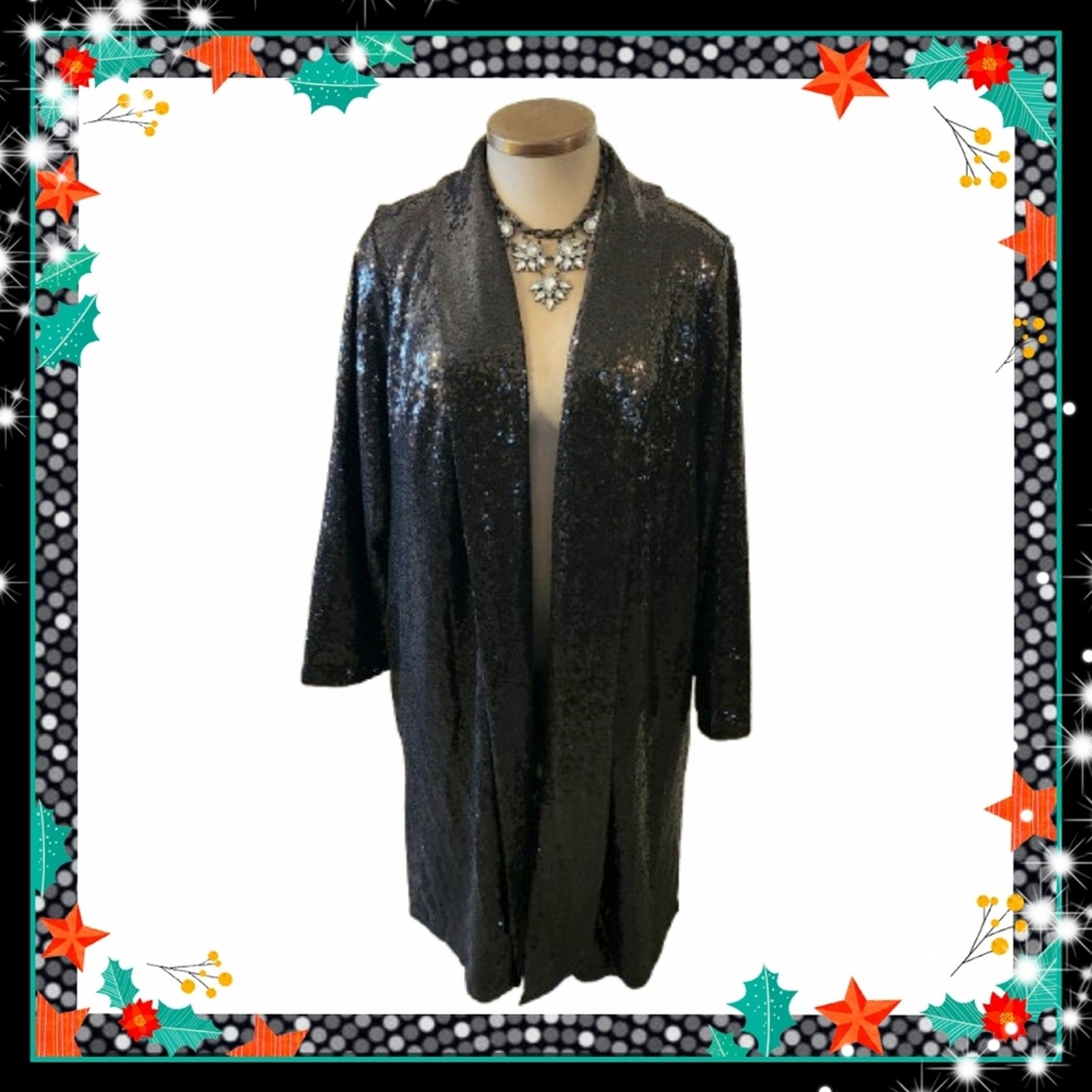 LANE BRYANT ☆ SPECTACULAR ☆ MIDNITE BLACK SEQUIN ☆ DUSTER COAT 4x ☆ NWT