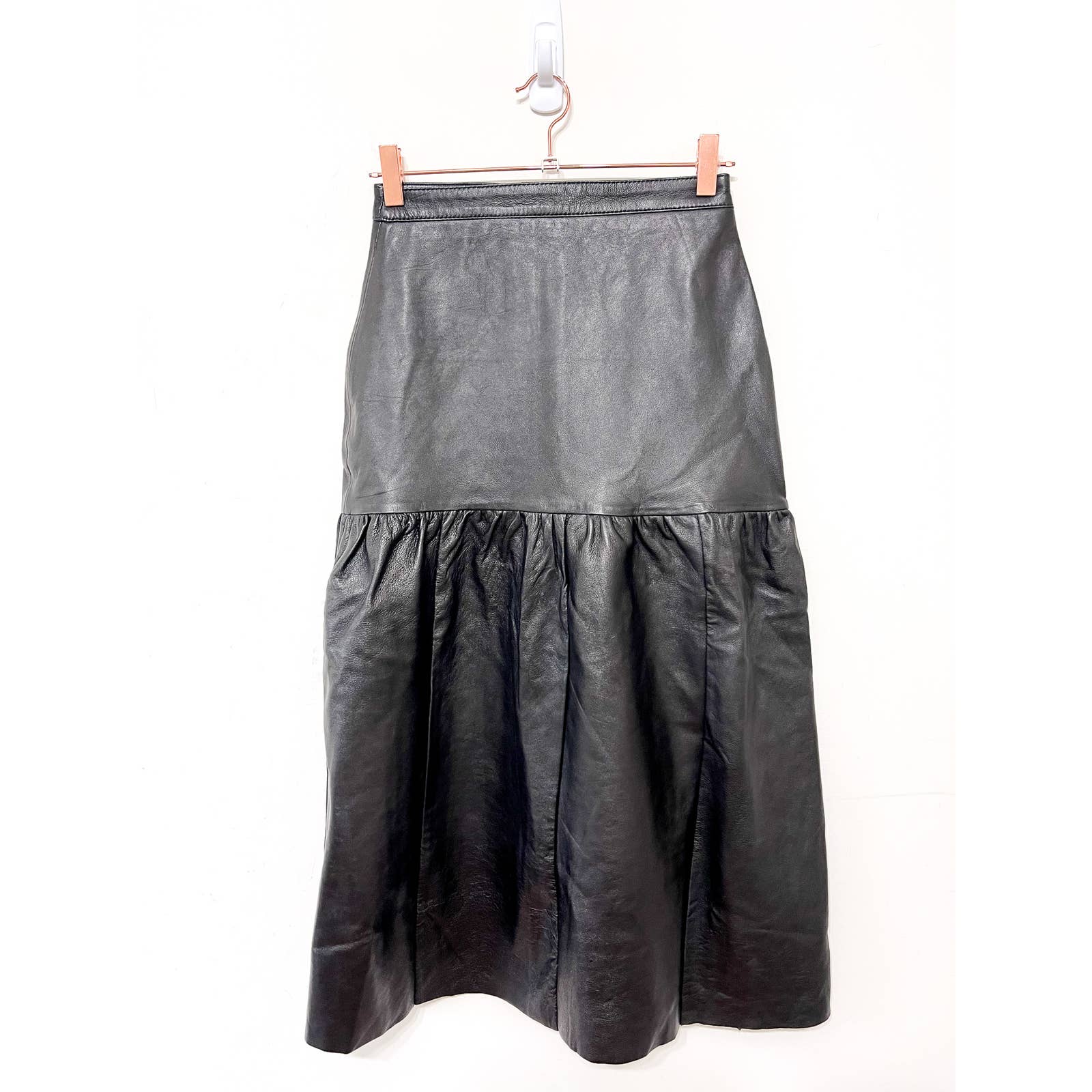 Atoir Prudence Leather Midi Skirt Size 6