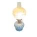 Vintage Gone With The Wind Floral Blue Hurricane Glass Double Globe Lamp 15 in