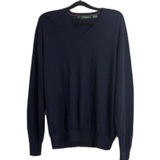 Bobby Jones 100% extra fine Merino Wool V-neck sweater dark blue size:L