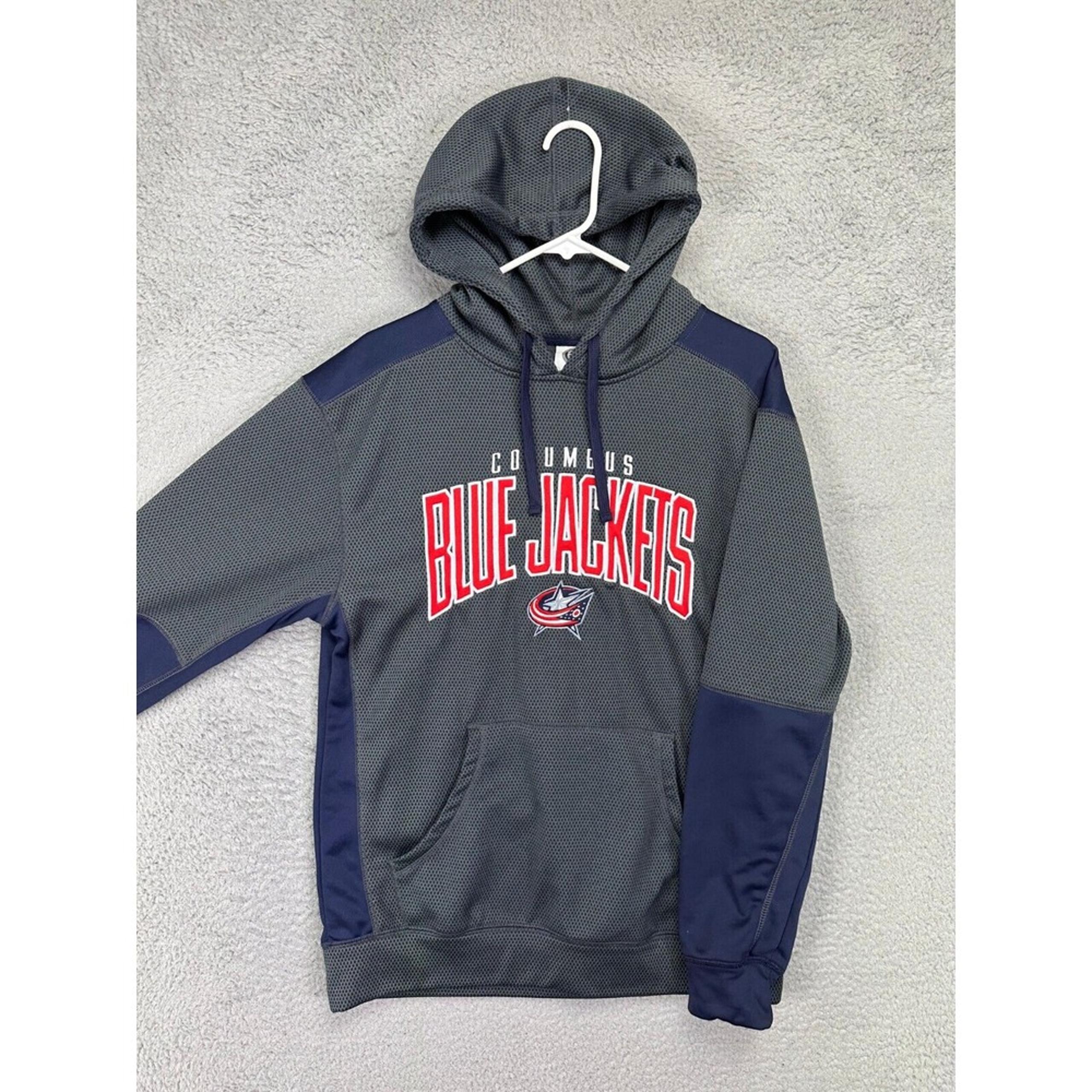 NHL Sweater Mens Medium Grey Columbus Blue Jackets Hoodie Sweatshirt Drawstring