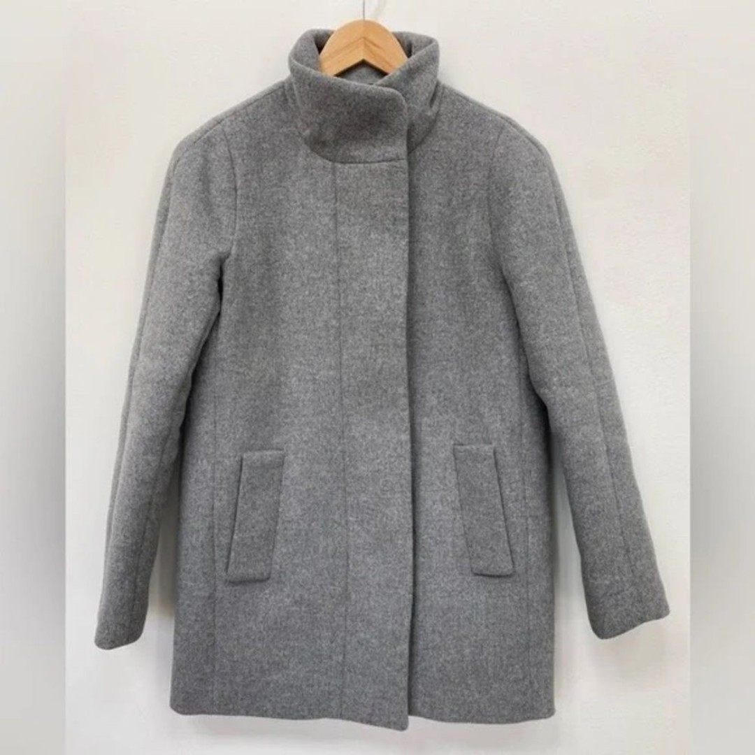 J. Crew Factory Charcoal Gray Wool Blend City Pea Coat Size 0P