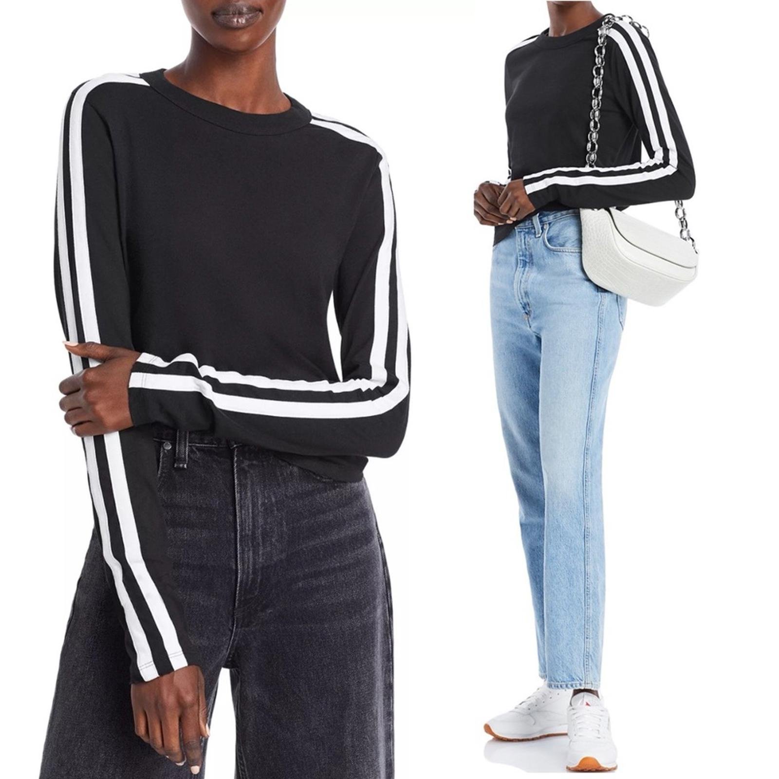 n:philanthropy Caia Striped-Sleeve Tee Long Sleeve, Size S New w/Tag