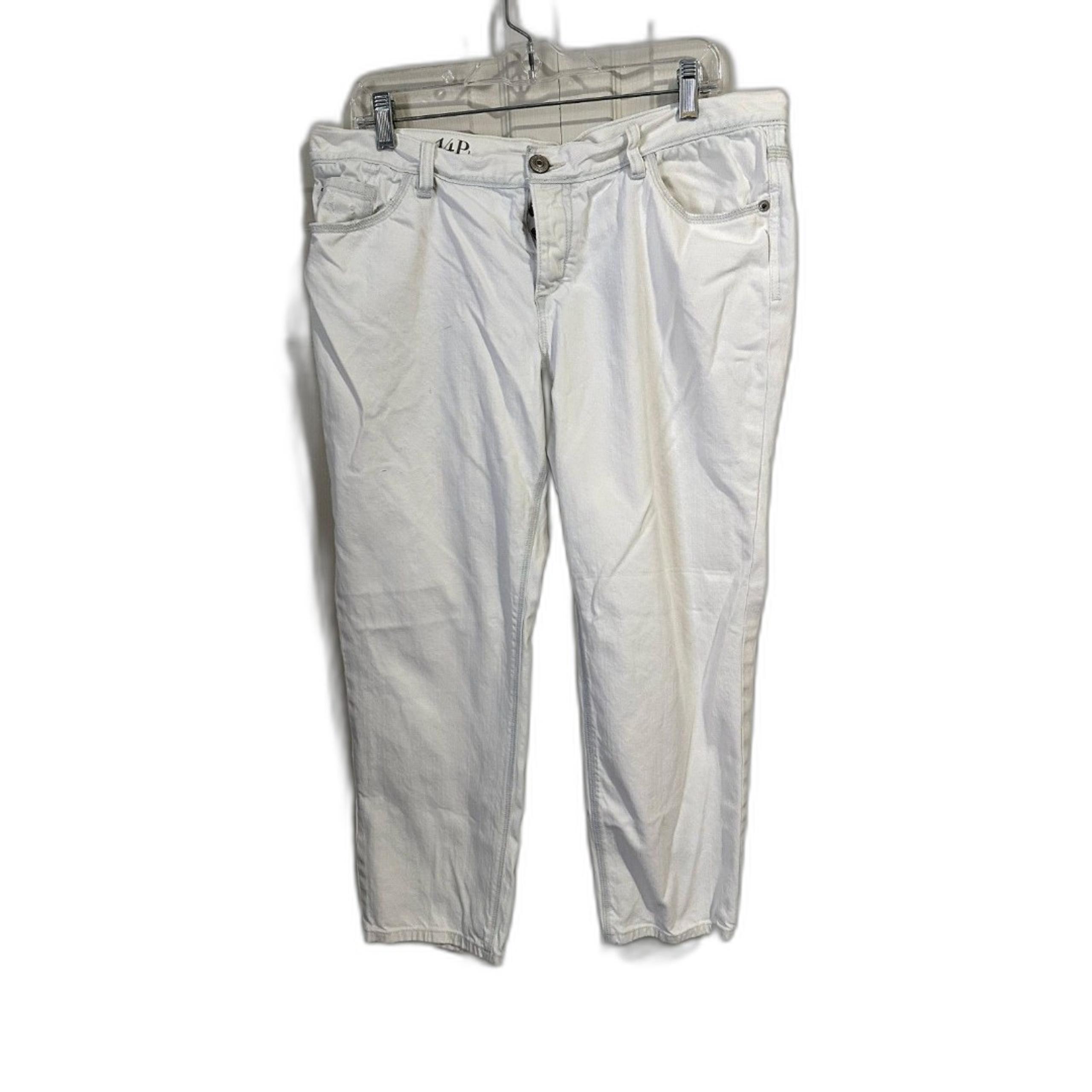 Loft Denim 14P lean boyfriend button fly jeans white/off white