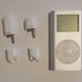 Ipod mini, ihome alarm clock/Speaker, apple ipod belt loop case,and wired earpod