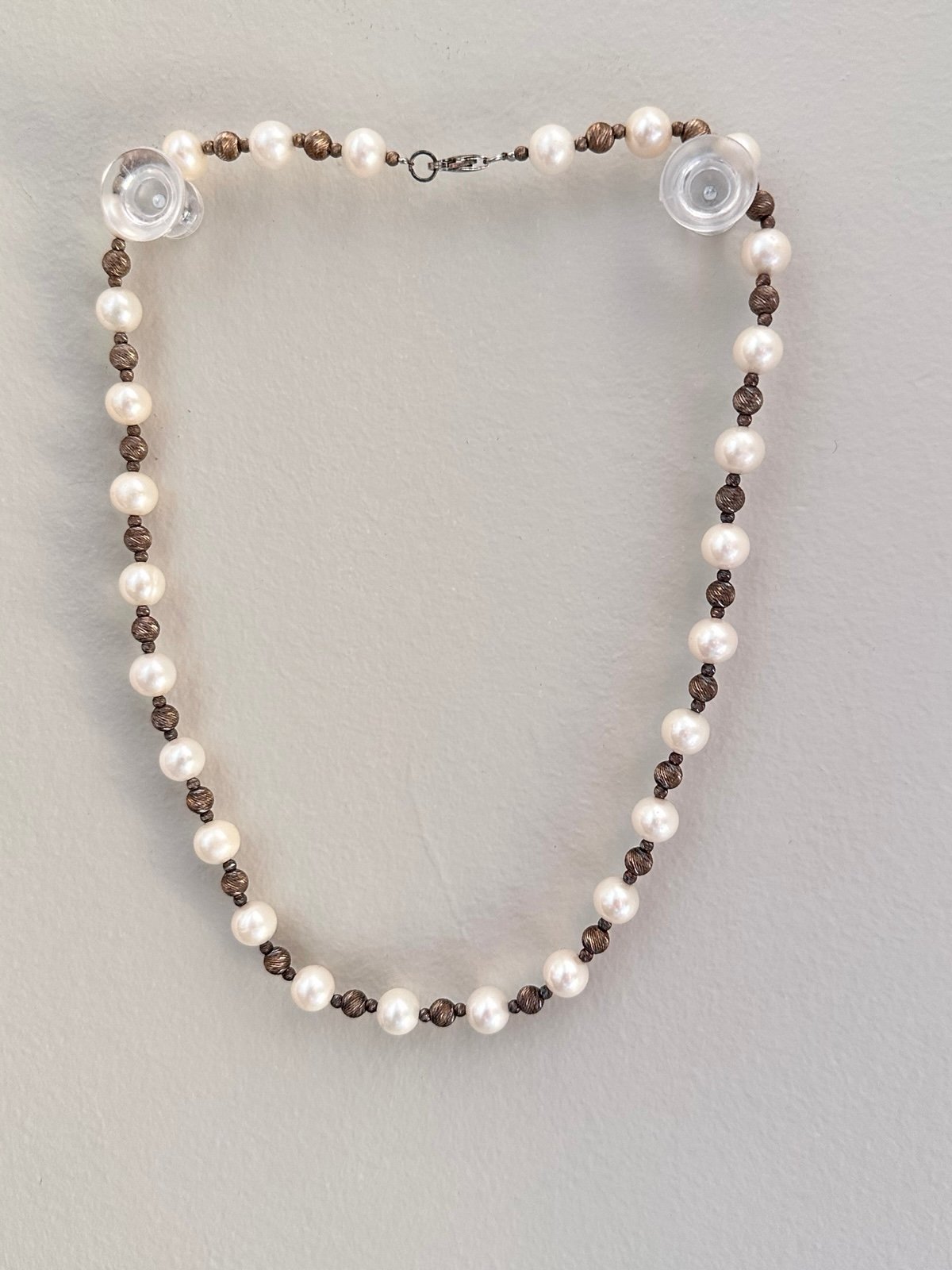 Necklace pearls sterling silver signed IPS 16’ 26g 8mm item 4116 B