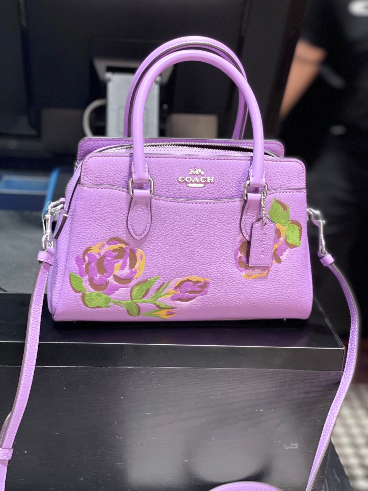 NWT Coach Mini Darcie Carryall With Rose Print