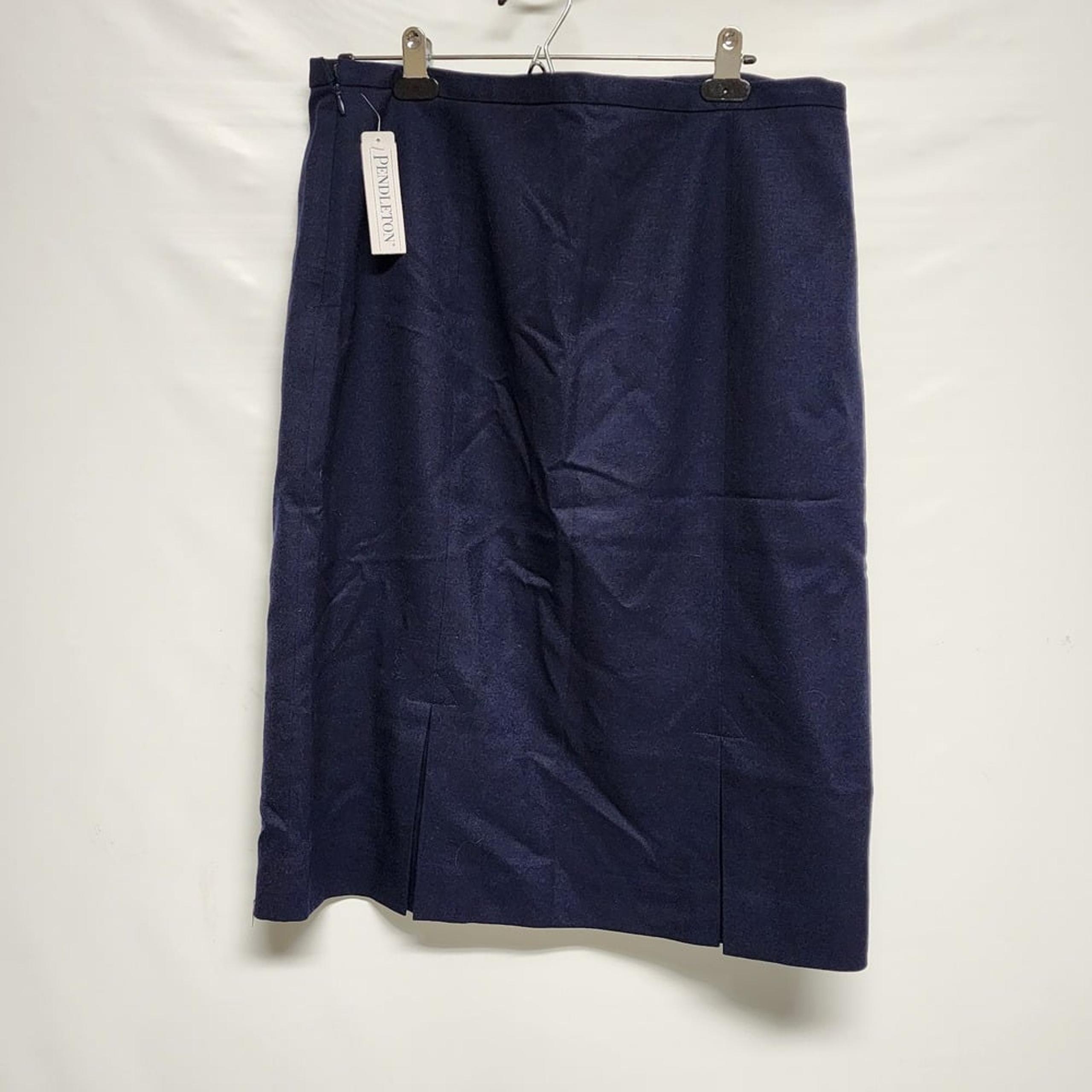 NWT Pendleton Skirt Women 14 Navy Straight Midi Lined 100% Virgin Wool Back Slit