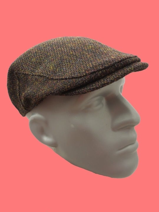 SMALL Hartside HS14 Scottish Highland Harris Tweed® Cap in BROWN BARLEYCORN