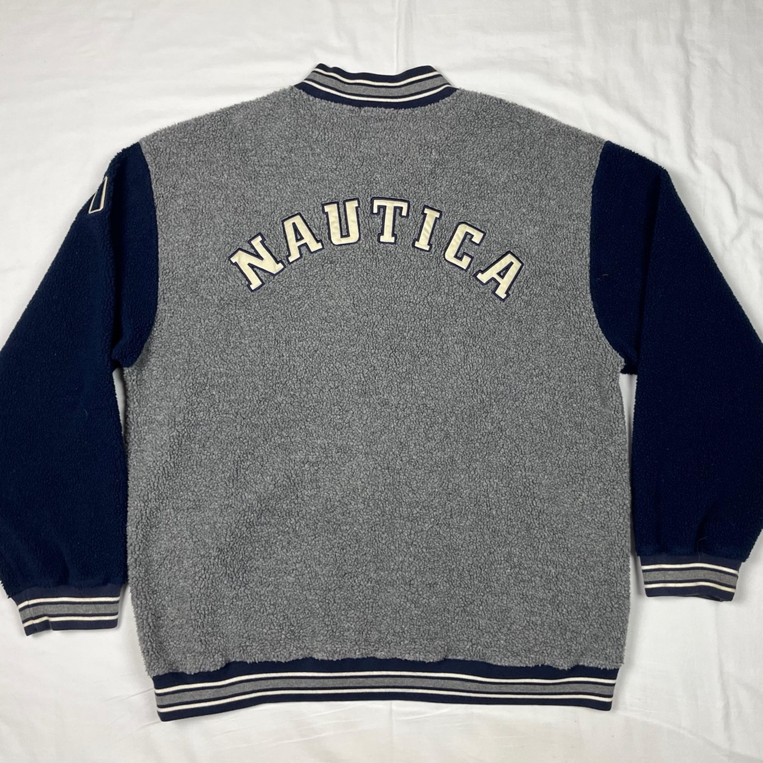 Vtg Nautica Mens Pullover Sherpa Fleece Jacket XL 90s Color Block