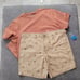 Eddie Bauer Crew Neck Burnt Orange T-Shirt & Tan Short 2 Piece Set For Men's