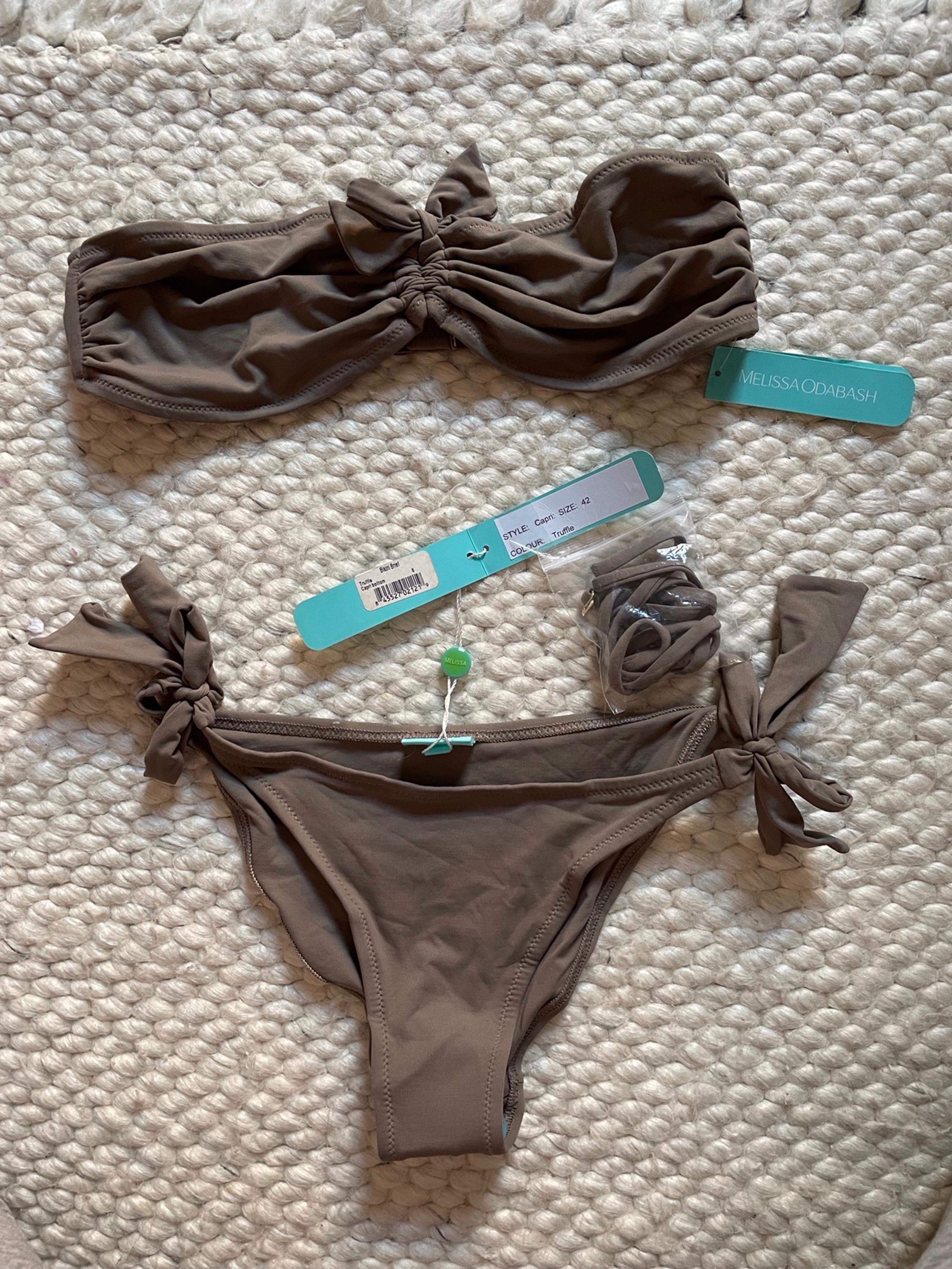 NEW Melissa Odabash Swim Set Capri Bottom Briefs Bikini Top Truffle Swimwear