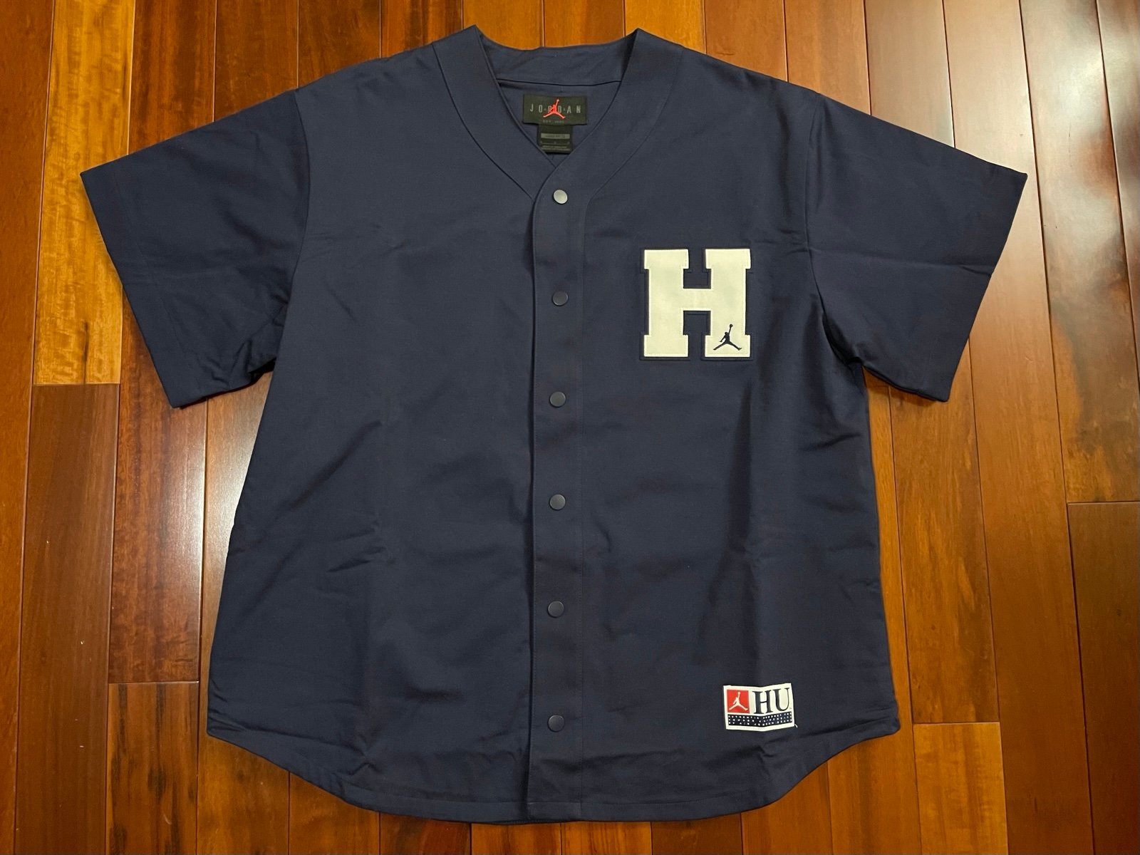 Jordan x Howard University Baseball Top Jersey Navy Blue Size Large (FJ9331-419)