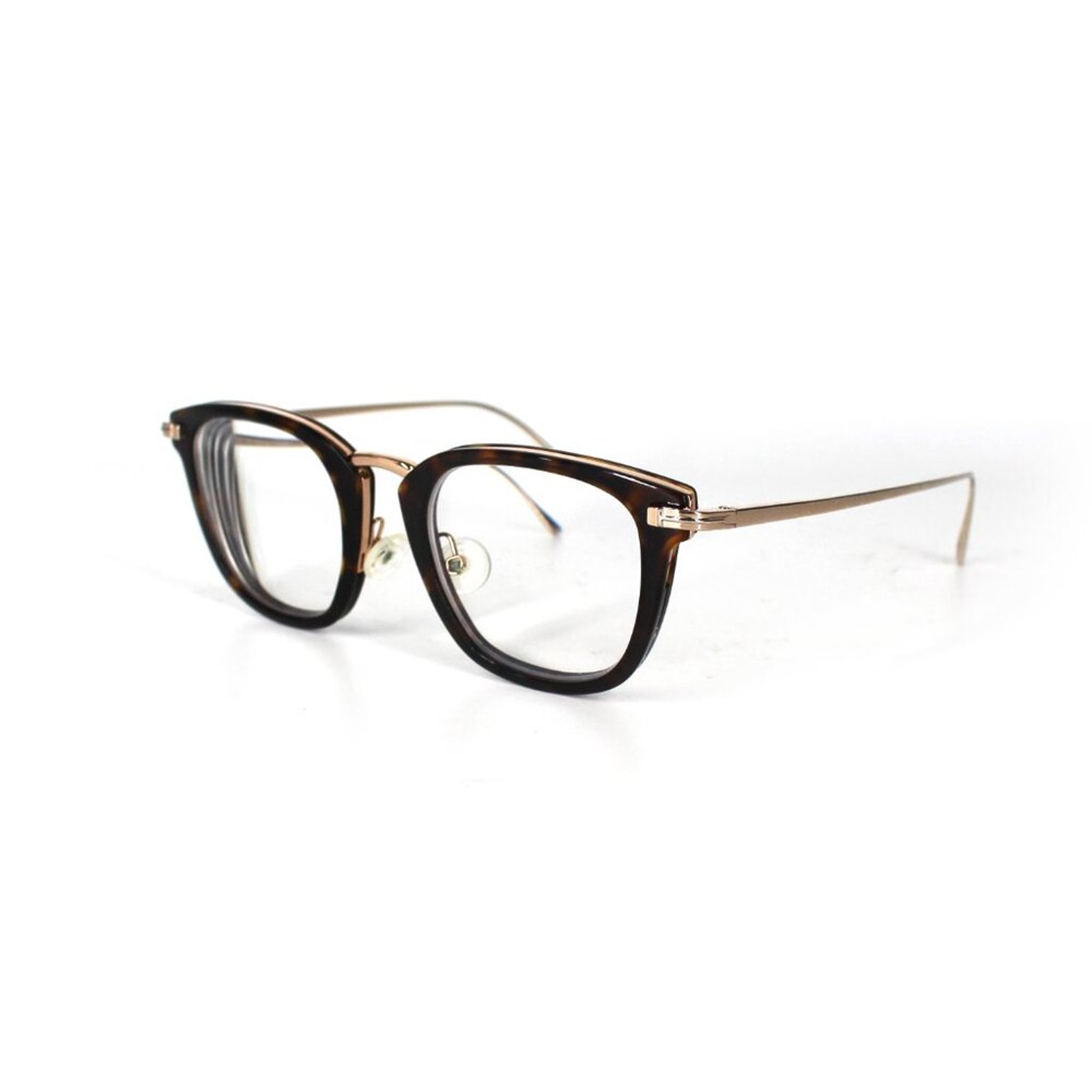 Tom Ford Square Lens Gold Dark Havana Purple Tint RX Eyeglasses w Case Sunglass