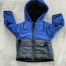 NWT OshKosh B'gosh Blue Black Kids Jacket winter hooded puffer jacket size 2T