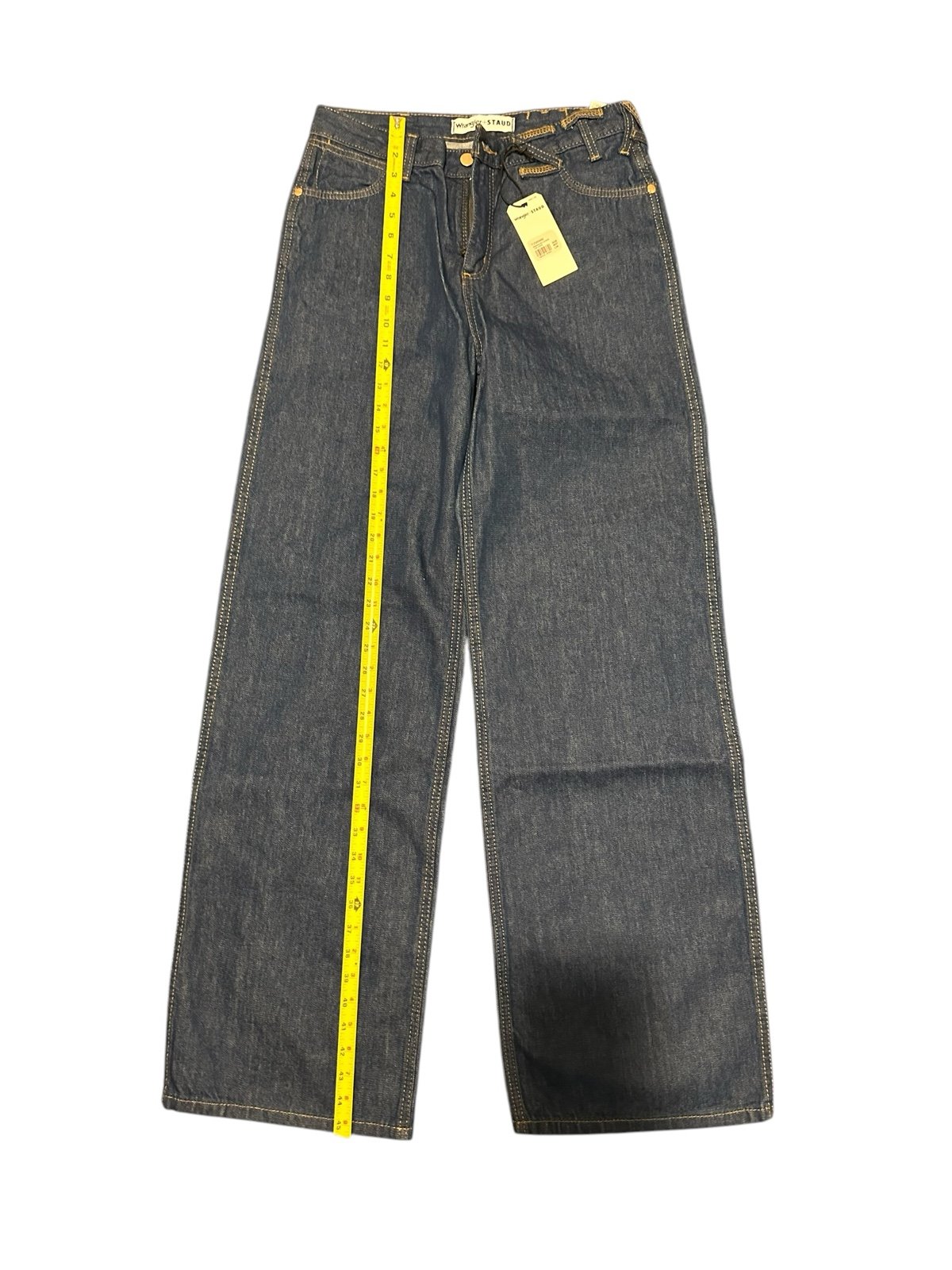 New Wrangler STAUD denim blue jeans 27 X 34 wide leg loose fit baggy