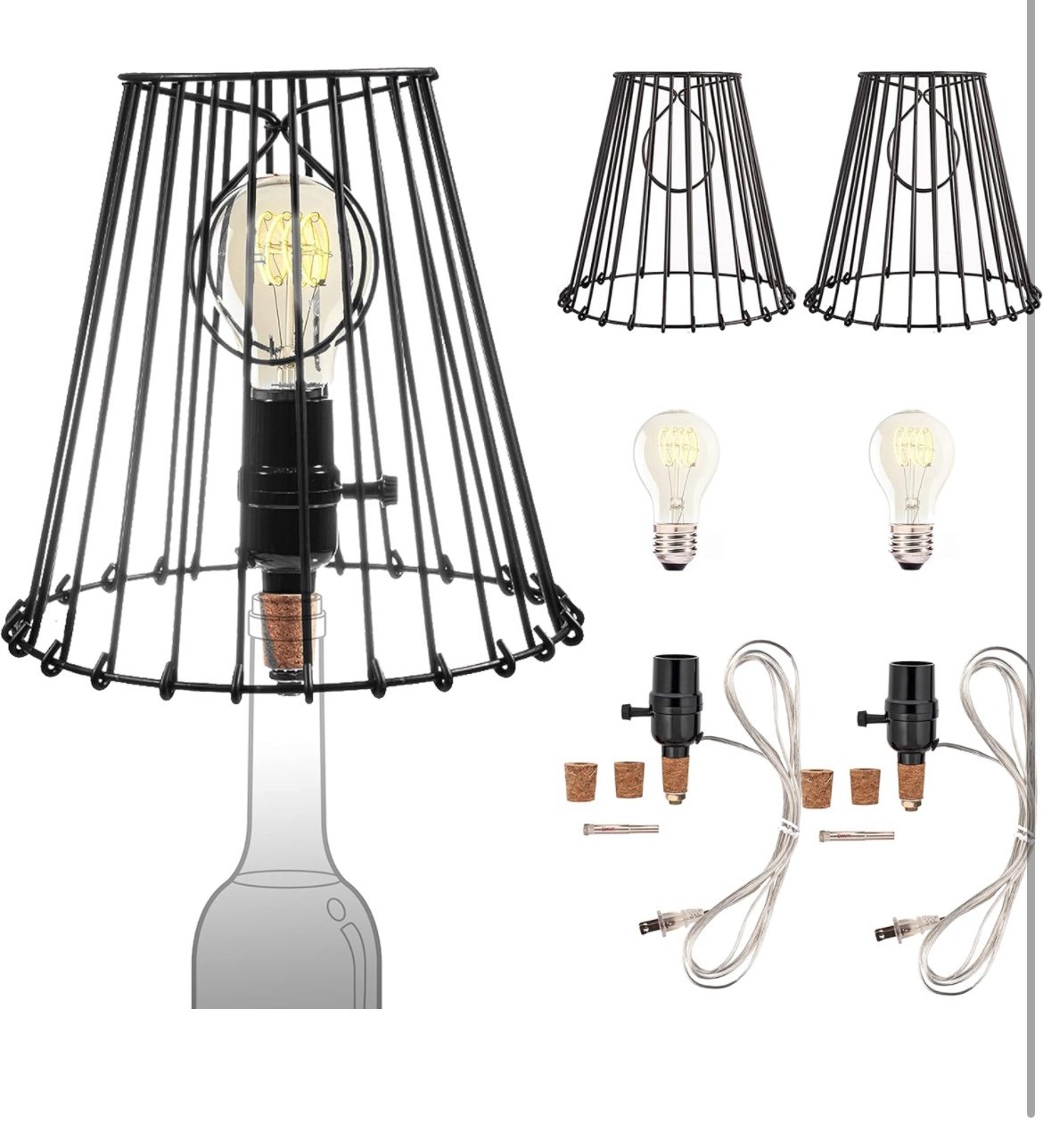 Vino light bottle lamp kit. 2 kits maks 2 lamps. Shade included