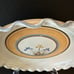 Stoneware Pie Plate Vintage Blue/Gold Iris flowers Fluted Glazed Edges Blue Trim