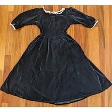 Vintage CATTLE KATE Maverick Queen Western Dress Black Velvet Lace Pink Roses