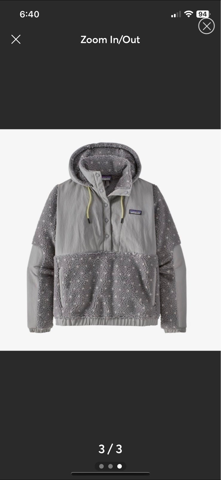 Patagonia Shelled Retro X Gray Salt Pullover Large