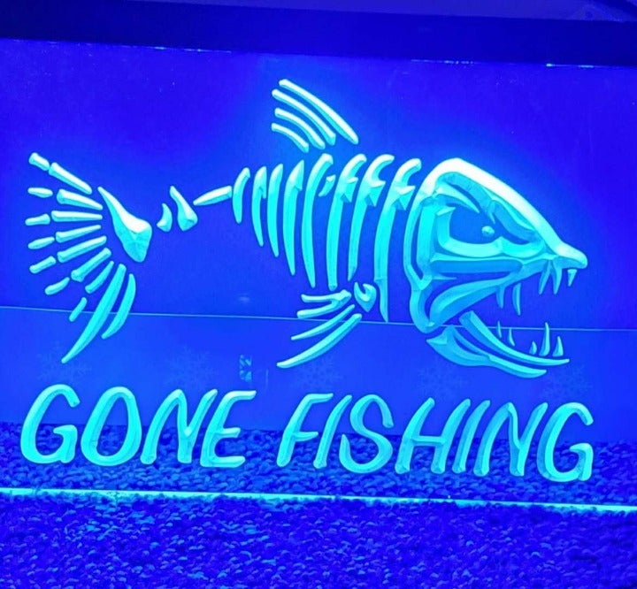 Gone Fishing 3D LED Light Up Sign