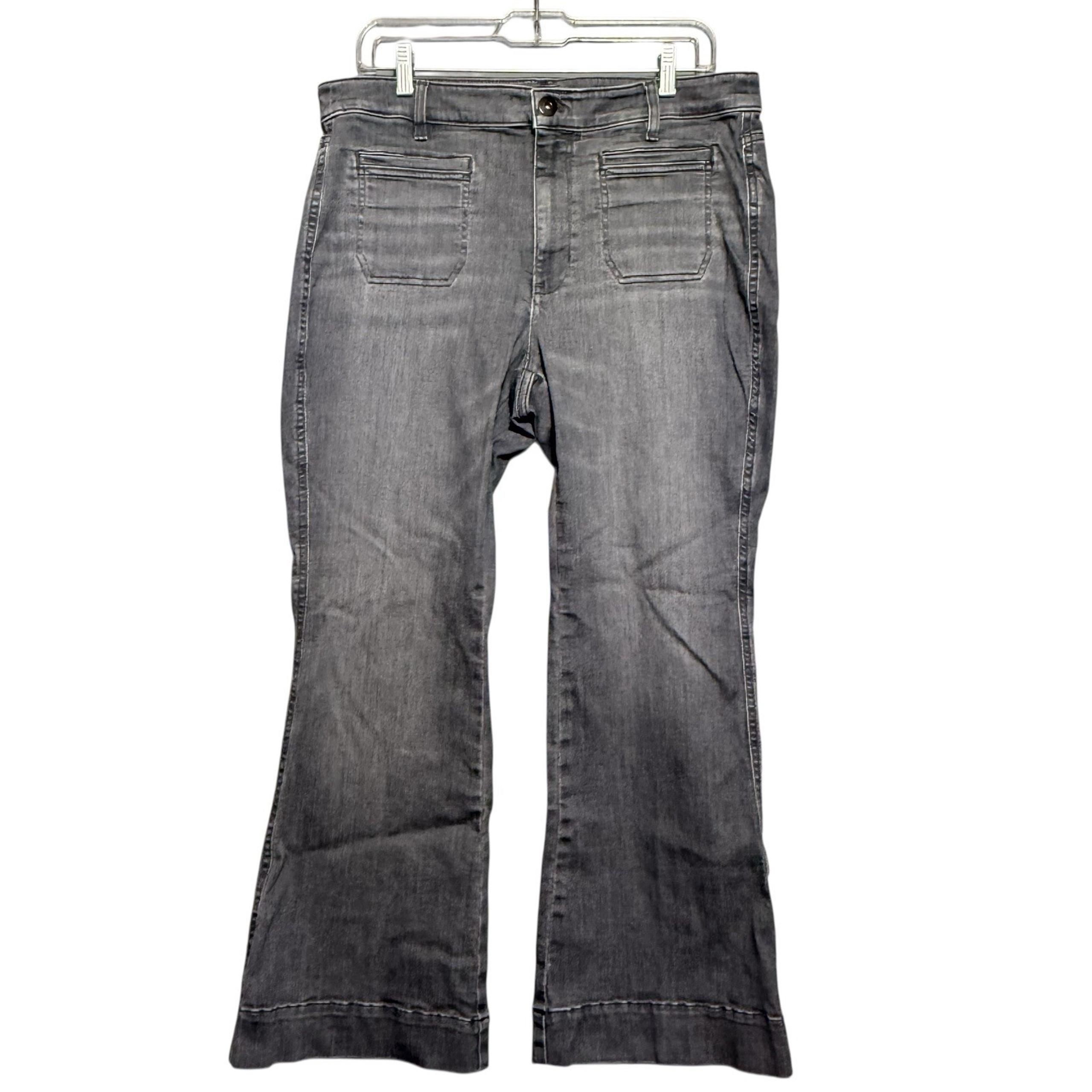 J Jill Denim High Rise Flare Jeans Women 14P Grey Stretch Comfort Petite Pants - J. Jill