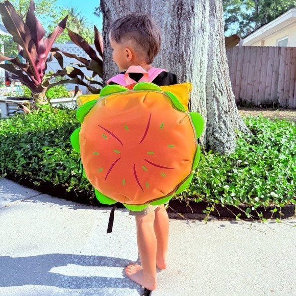 Cheeseburger backpack bag with 3 zip compartments large school / travel / unique