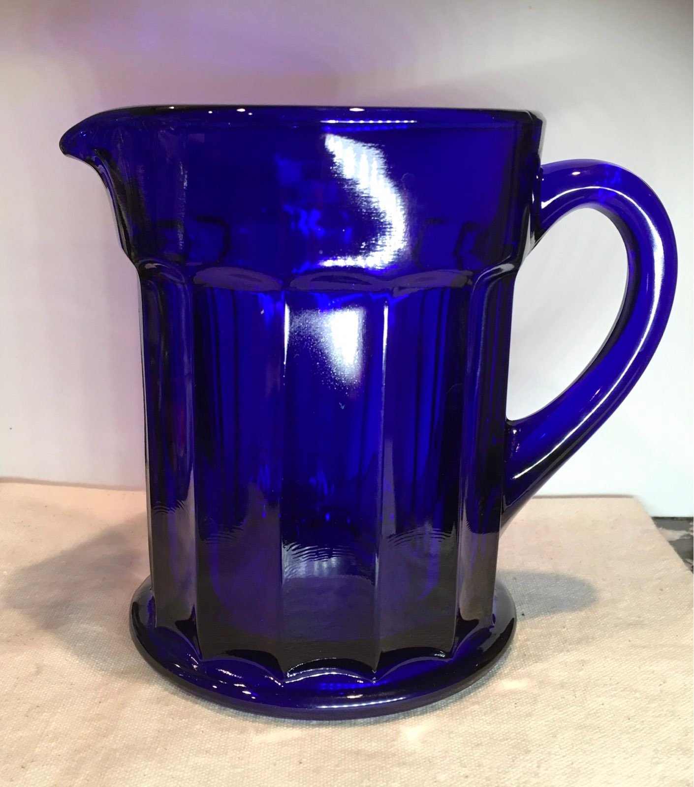 Cobalt Glass Blue Pitcher Depression