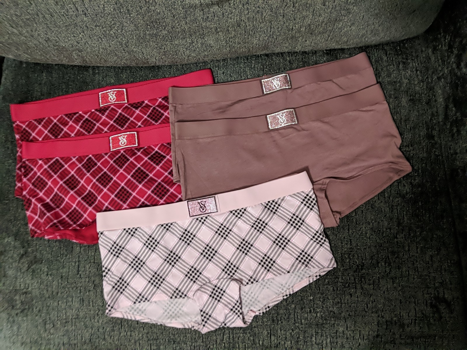 Victoria's Secret Boyshort Rhinestone Patch Panties Size Medium Lot of 5