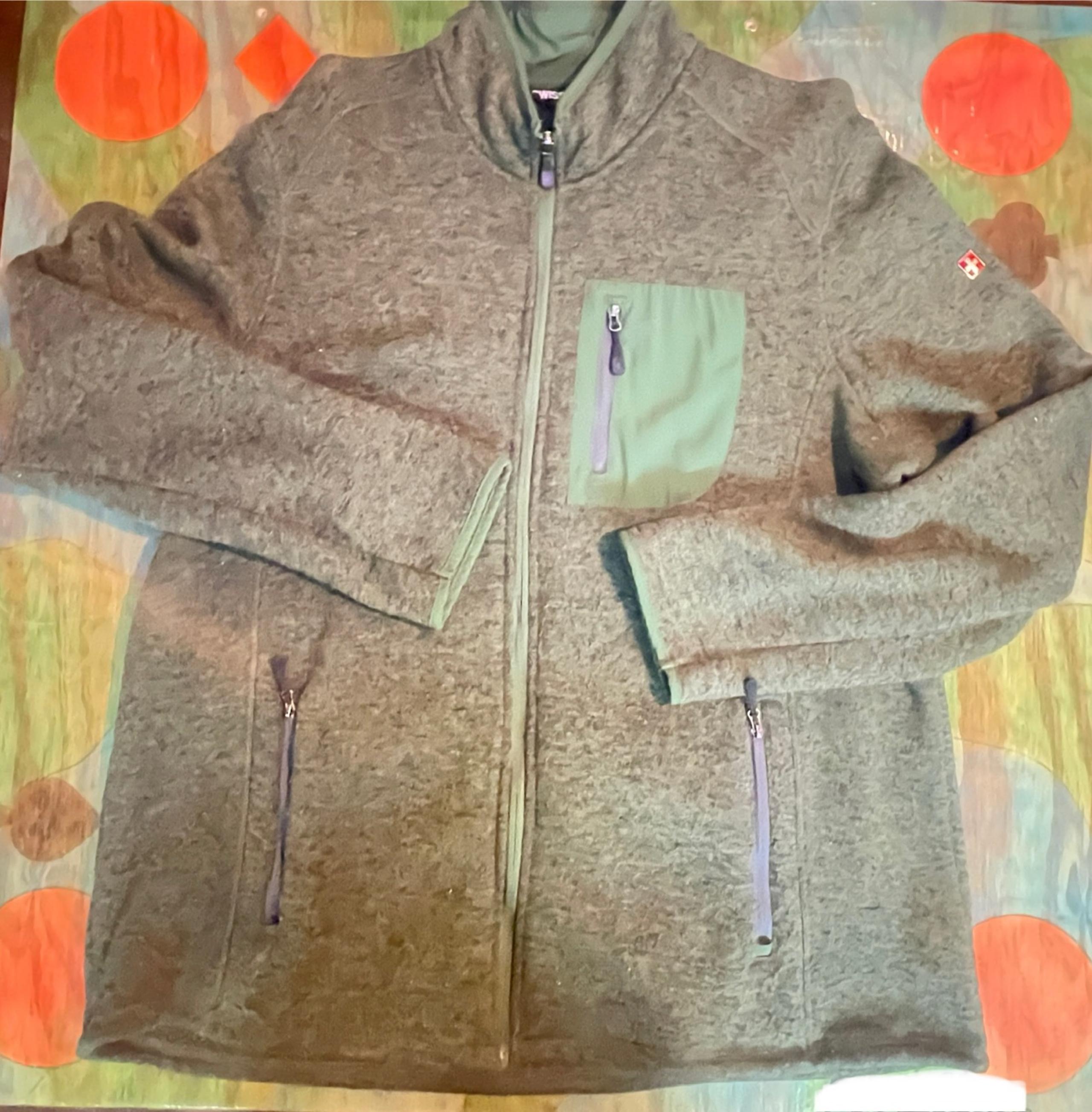 Swiss Tech Full Zip Mock Collared Jacket Mens Size XXL Green Zip Pockets RN52469
