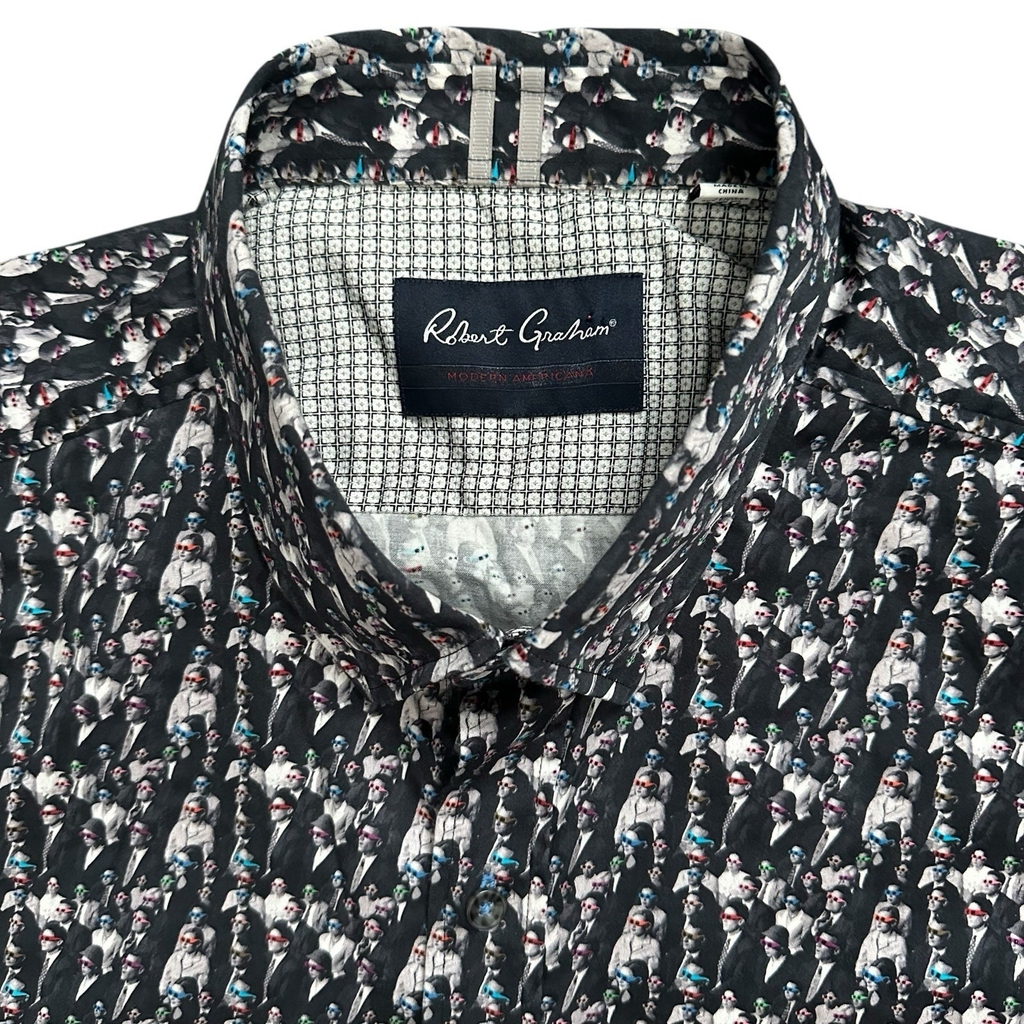 Robert Graham Modern Americana All Over Print Short Sleeve Button Shirt Size 3XL
