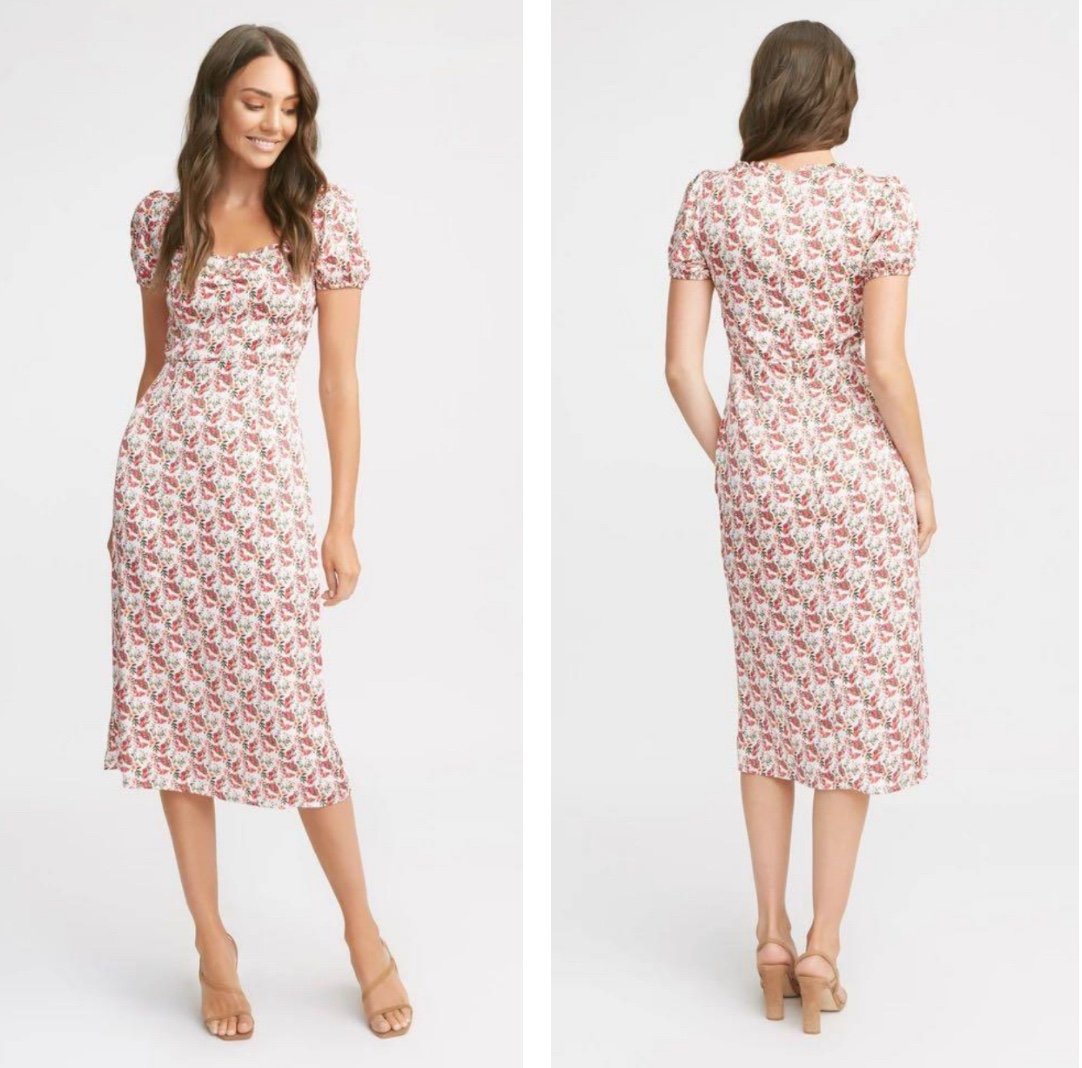 Kookai Ponderosa Dress Ditsy Floral Midi Short Sleeve Size 4 US Milkmaid Peasant