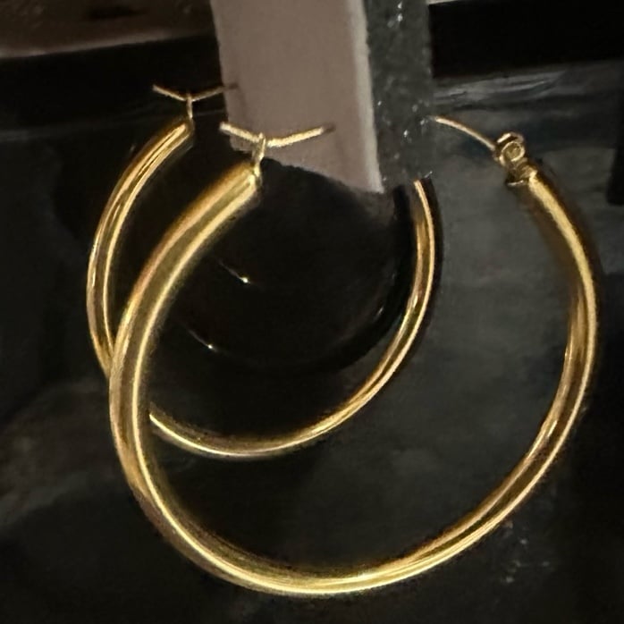 14 Yellow Gold filled 4mm wide Chunky 50mm hoops earrings Nordstrom hoop