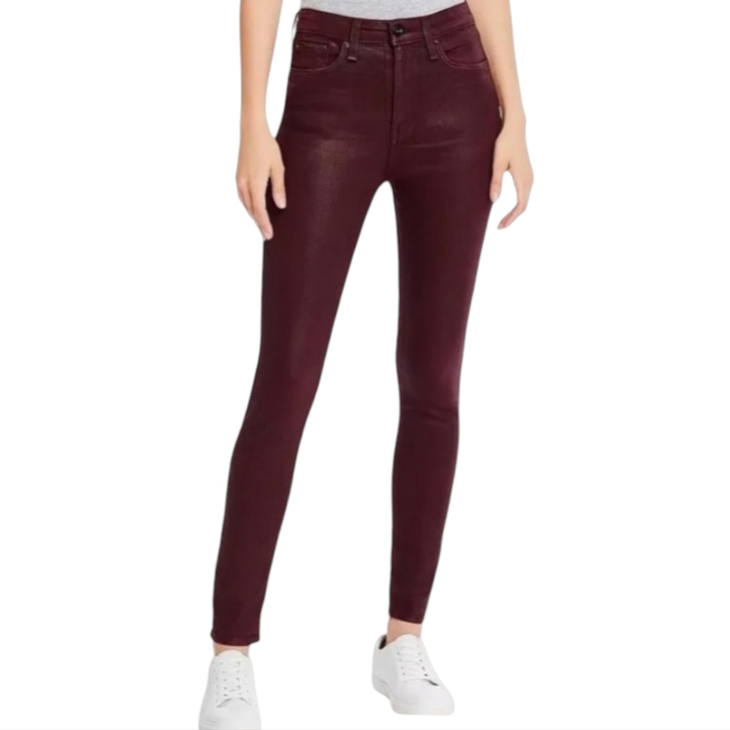 Rag & Bone Nina High-Rise Skinny Coated Wine Denim Jeans - Size 28